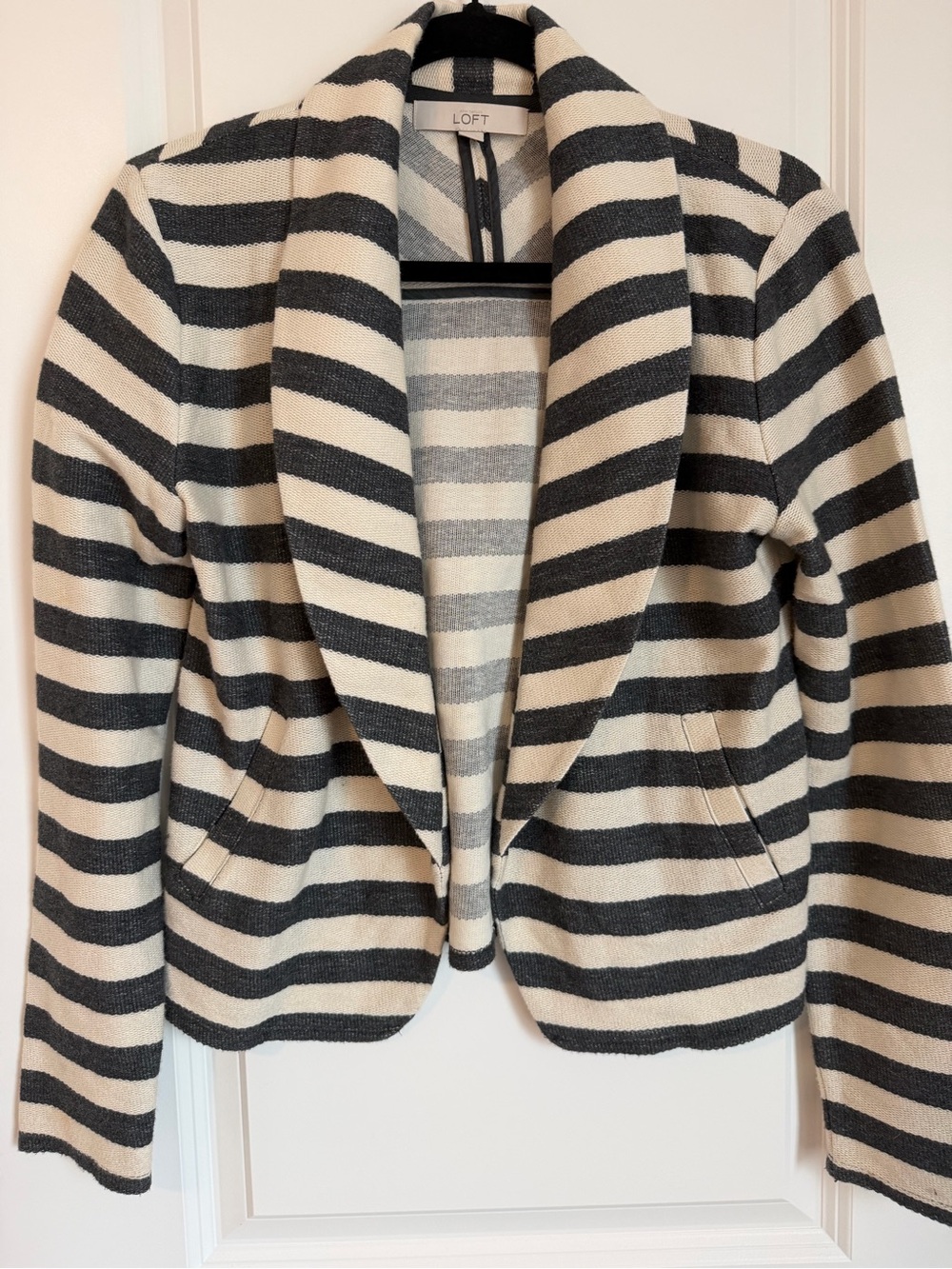LOFT Women  Black & Cream Striped Blazer